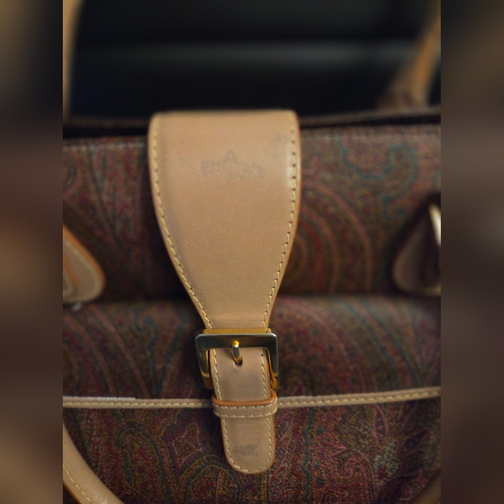 Authentic ETRO Purse Bag Paisley Shoulder Coated Canvas Leather - Picture 2 of 16